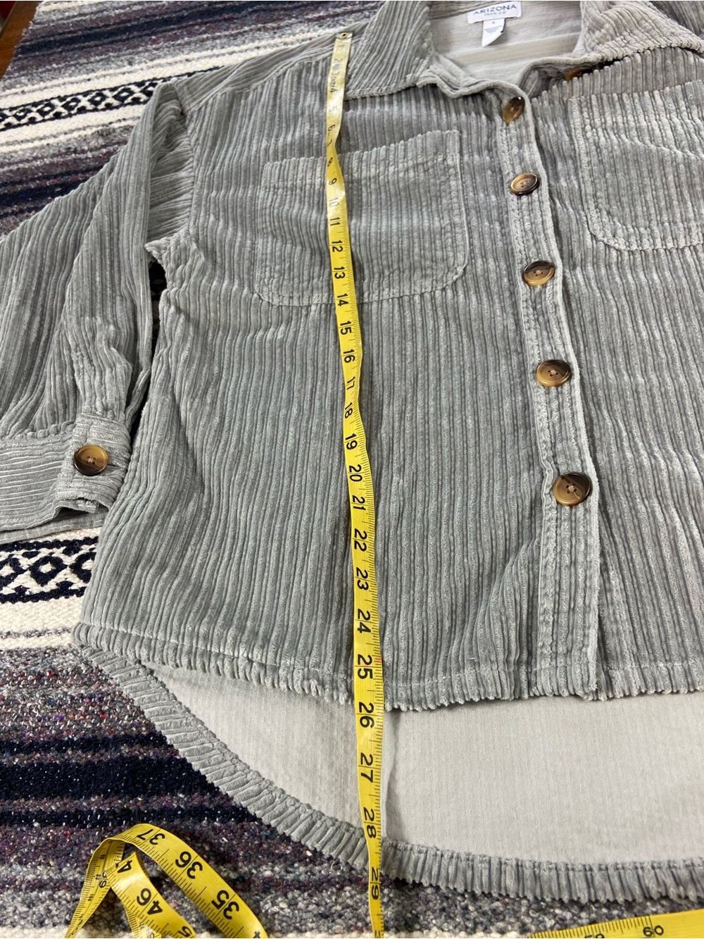 NWT New Arizona Jean Company Gray Corduroy Oversized Button-Down Shirt Shacket - Picture 3 of 11